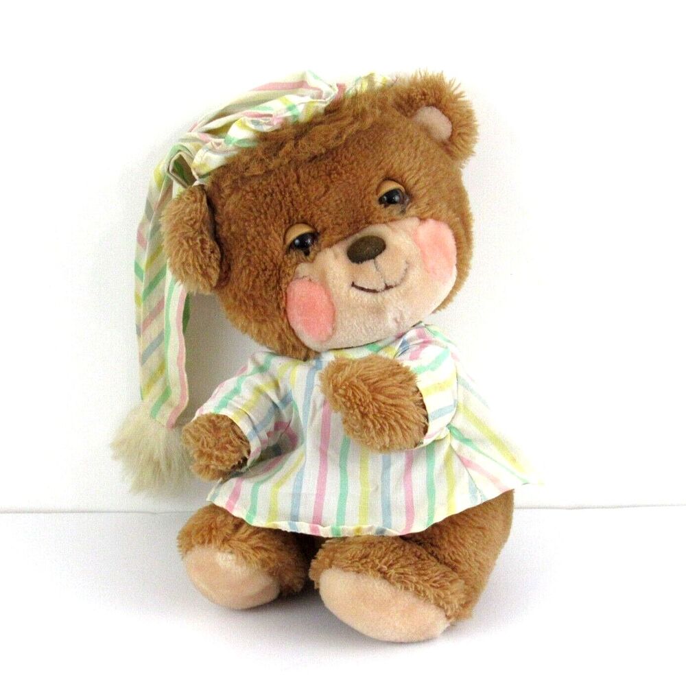 Vintage Fisher Price Bedtime Teddy Bear Plush Lovey 1985 Night Cap Pajamas